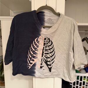 Ribcage Print Shirt - Deep Blue and Gray